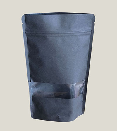 Black kraft Doypack pouches with big Window