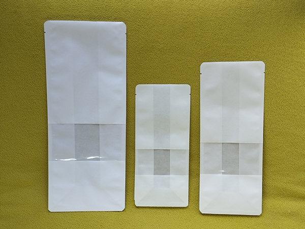 White Kraft with Window Flat Bottom Pouches without zipper